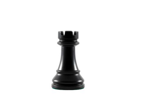 Isolated Black Chess Rook Piece Tournament Strategy on Transparent Background