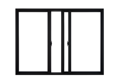 Isolated Black Frame Sliding Window With Transparent Background