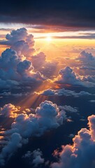 Aerial view of stunning clouds at sunset golden hour sky landscape photography art