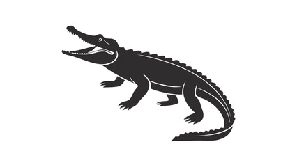 Fototapeta premium Stylized dark silhouette of an alligator with its mouth open and sharp teeth