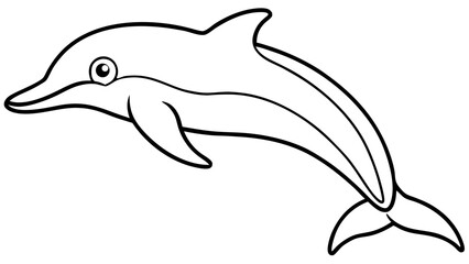 Obraz premium Simple outline drawing of a happy dolphin leaping out of the water