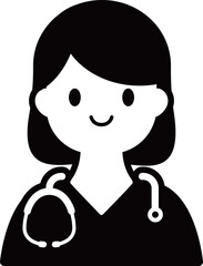 女性医師のアイコン　モノトーン