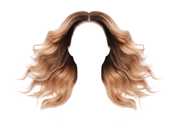 Isolated Blond Wig Hairstyle Fashion Woman with Transparent Background