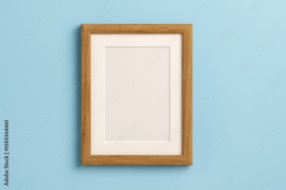 Poster picture frame set against a solid blue backdrop with empty space for content
