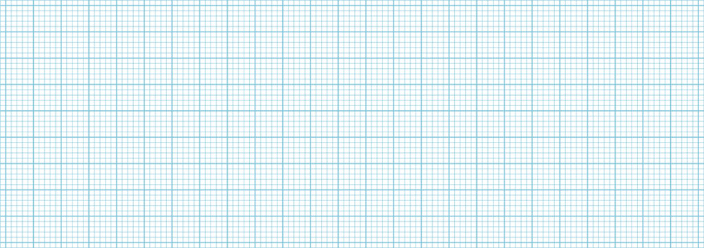 Millimeter graph paper grid. Technical pattern for school, engineering line scale measurement. Lined blank for education. Vector blue plotting graph grid paper background.