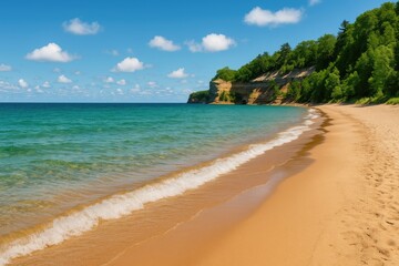 Scenic coastal view of a rocky shoreline in the Great Lakes region