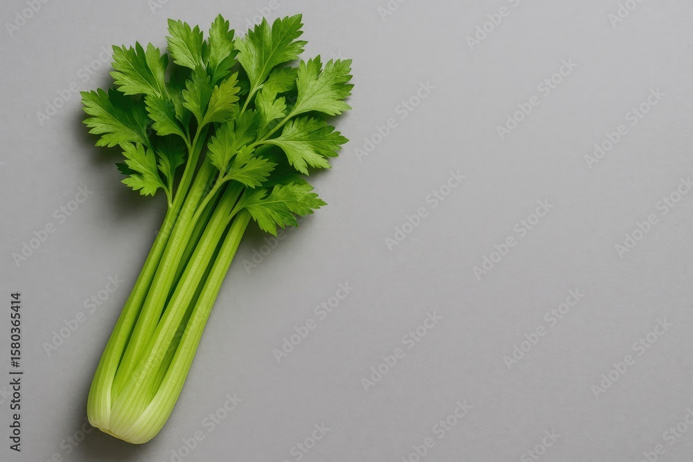 Aufkleber fresh green celery stalks on a neutral backdrop with ample space for text