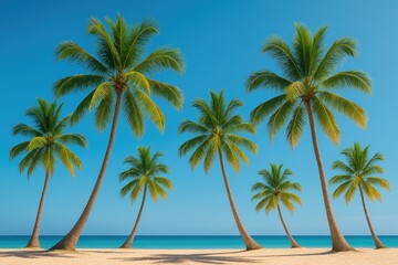 Tropical paradise with palm trees and blue skies for summer travel