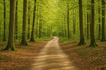 Fototapeta premium Walking through a woodland trail in the UK