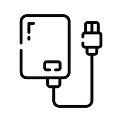 A modern outline icon of external hard drive