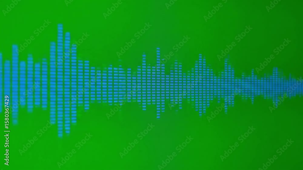 Poster abstract sound wave visualization against green screen background for tech concepts