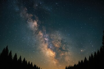 Naklejka premium The galaxy shimmering in the evening sky