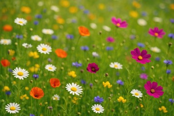 Fototapeta premium Bright summer blooms flourishing in a sunlit meadow