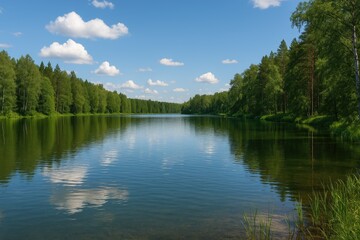 Fototapeta premium Yaya district's scenic Lake Chindat in the Kumerov region