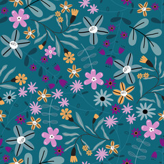 Floral pattern seamless ,flower branches seamless pattern ,aesthetic ,flowers pattern design Seamless flower pattern with colorful little flowers. Simple flat bright flowers background