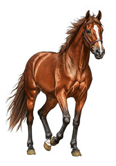 Obraz premium Isolated Brown Stallion Portrait Animal Horse on Transparent Background