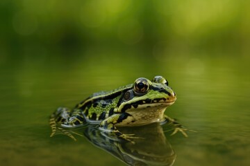 Obraz premium Tiny amphibian swimming in the pond