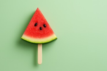 Minimalist design featuring a watermelon slice on a popsicle stick