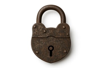 Vintage padlock on a plain white backdrop