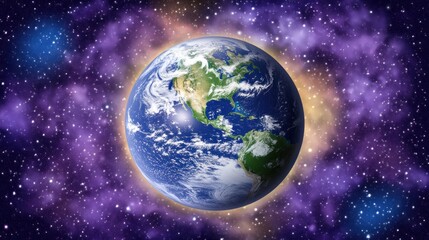 Fototapeta premium Earth in space, surrounded by stars and nebulae