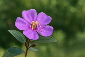 Fototapeta premium Discovering the Melastomataceae Family: Characteristics of the Blue Tongue Shrub