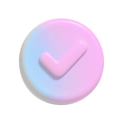 check mark in circle in pastel colors 3d icon