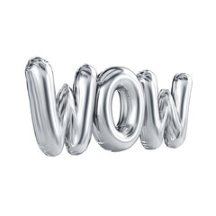 wow in the form of silver balloons isolated