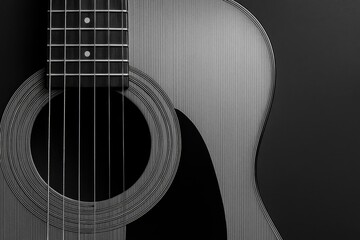Black and white acoustic guitar with string details