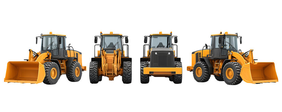 Transparent-Background Clean Detailed front end loader for tractor versatile design element, digital artwork, ideal for print projects and video overlays, mockups, professional graphics