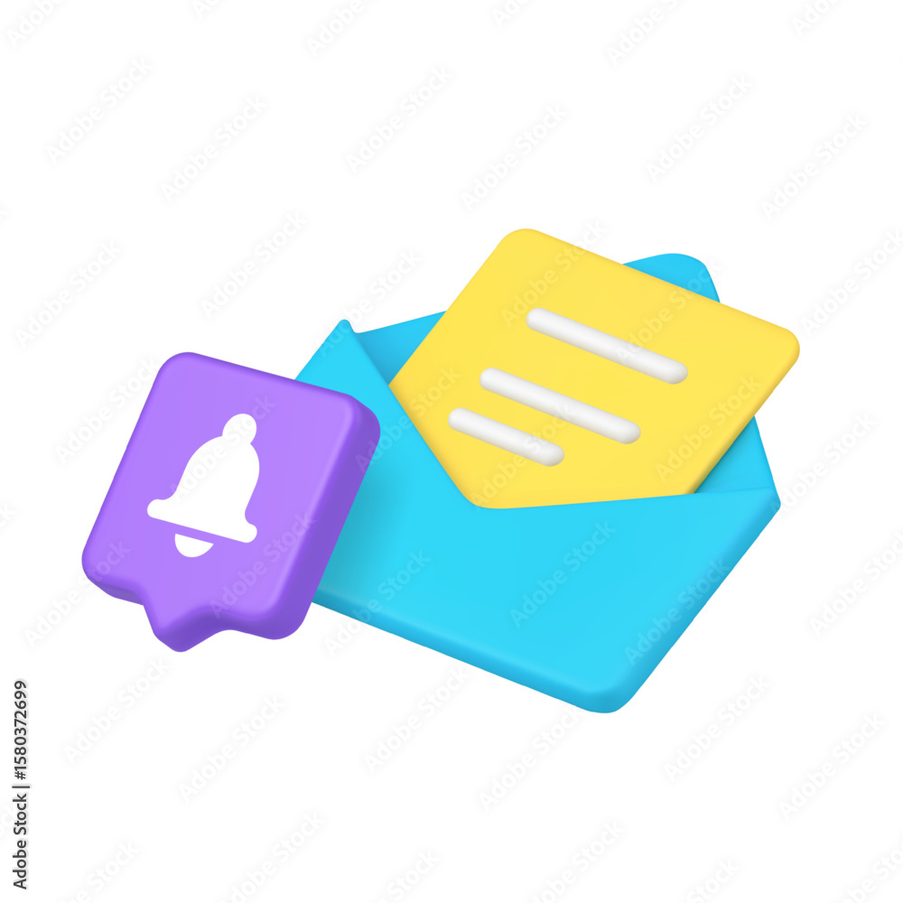 Poster open blue envelope with notification mark represents email alert, digital message update, communicat