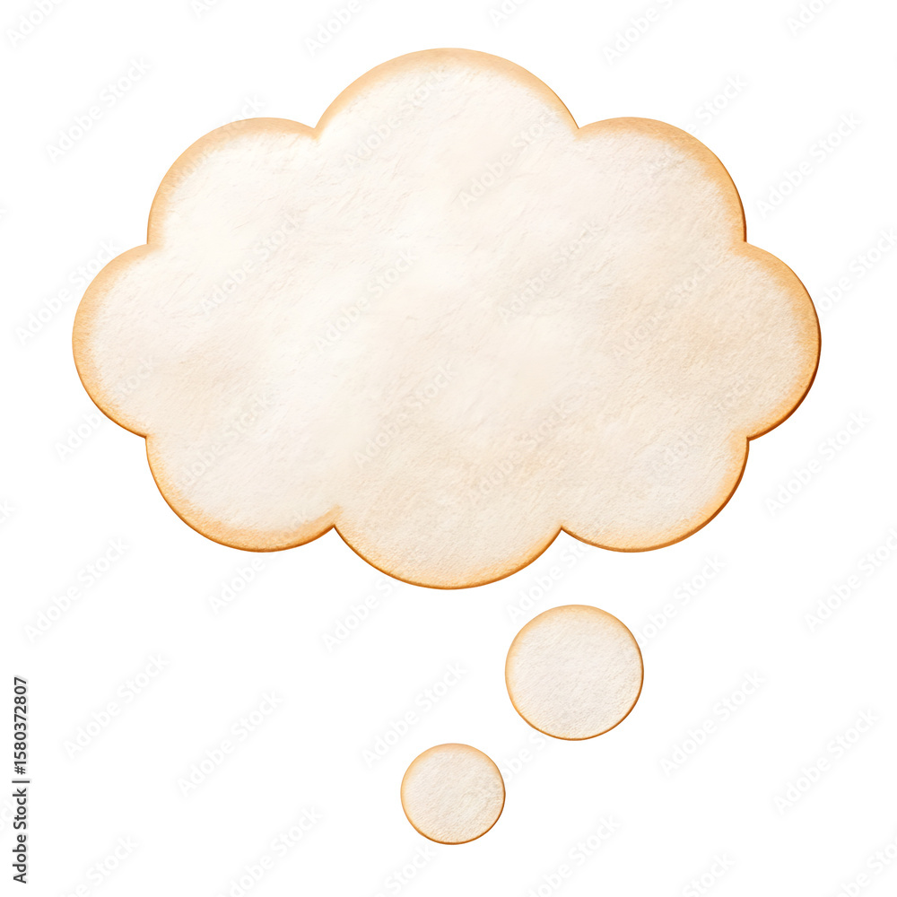 Poster a textured thought bubble with three small circles isolated on transparent background