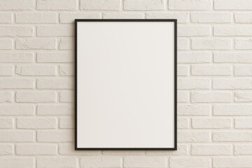 Create a mock-up poster on a white brick wall backdrop
