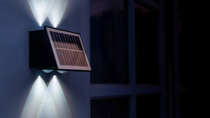 Outdoor Solar LED Wall Light at Night