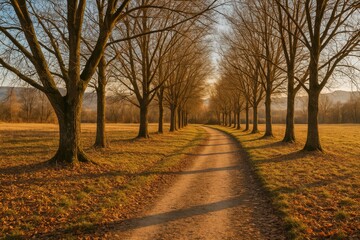Winter stroll along a scenic park trail in rural Italy
