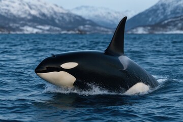 Fototapeta premium Sightings of the majestic killer whale off the coast of Scandinavia