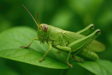 A green leaf infested with locusts