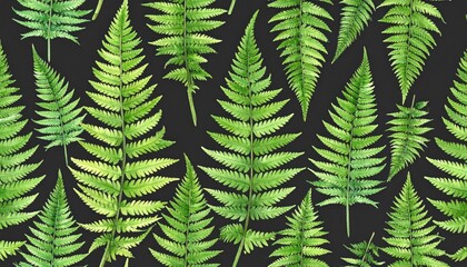 Watercolor fern pattern on dark background