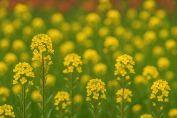 Obraz premium Yellow lettuce flowers are blooming vibrantly