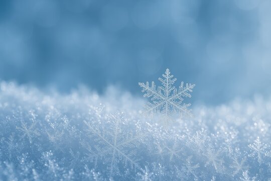 Close-up of a detailed snowflake pattern with a soft-focus background