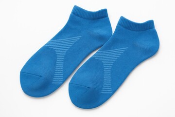 White background showcasing a pair of blue athletic women's socks
