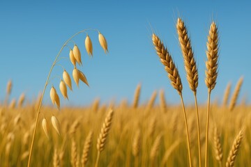 Obraz premium White background showcasing oat and rye grains