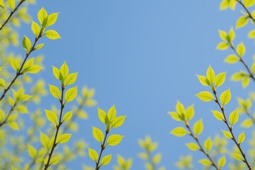 Fresh new foliage emerging on the branches during springtime