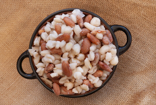 Traditional South African staple of pounded maize and beans