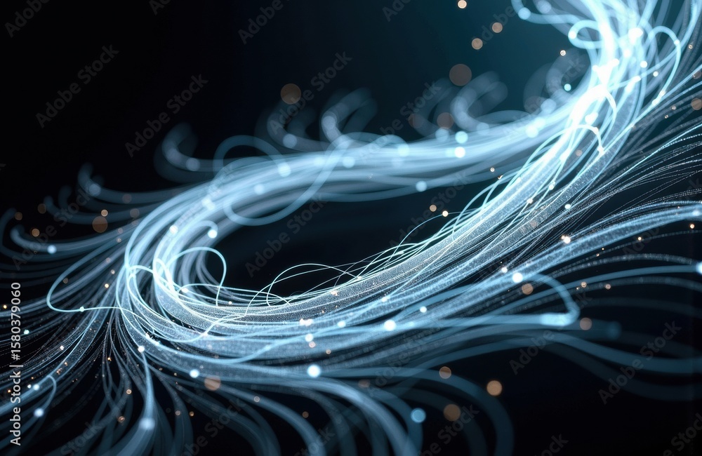 Poster futuristic glowing light trails creating dynamic abstract background with flowing energy