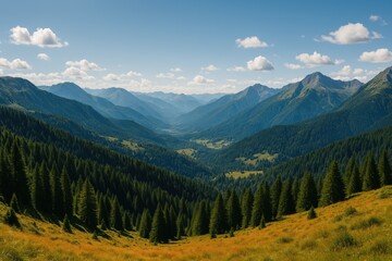 Fototapeta premium Vast mountain landscape during summer season