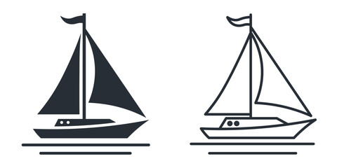 Sailboat flat and line icon. Vector isolated on white background	
