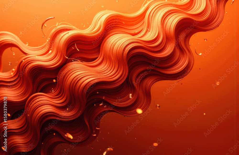 Aufkleber vibrant orange abstract background with flowing wavy lines and dynamic movement