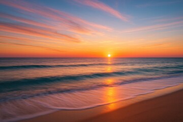 Obraz premium Long exposure photograph capturing the ocean during sunset