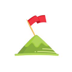 victory flag on mountain icon vector
