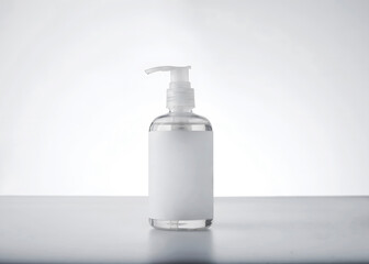 Clear Pump Bottle with Blank Label for Product Mockup